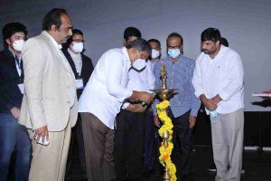 Mr. Sajjala Ramakrishna Reddy, Advisor to AP Govt, joined by co-guest of honors in kicking off the State Skill Competition 2021 with a lamp lighting ceremony_compress17